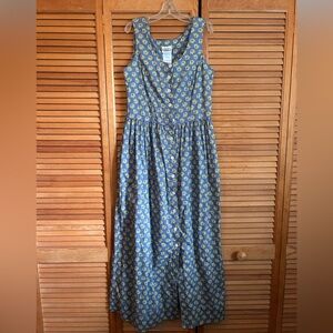 Vintage Laura Ashley Blue Floral Button-Down Maxi Dress Sz 10 UK/6 US